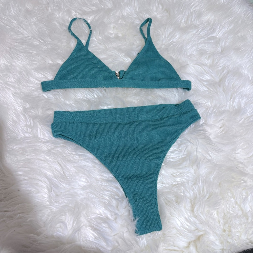 Turquoise ribbed bikini size‎ L